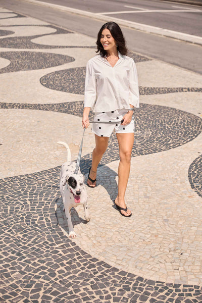 SHORT ALFAIATARIA POÁ BRANCO E PRETO