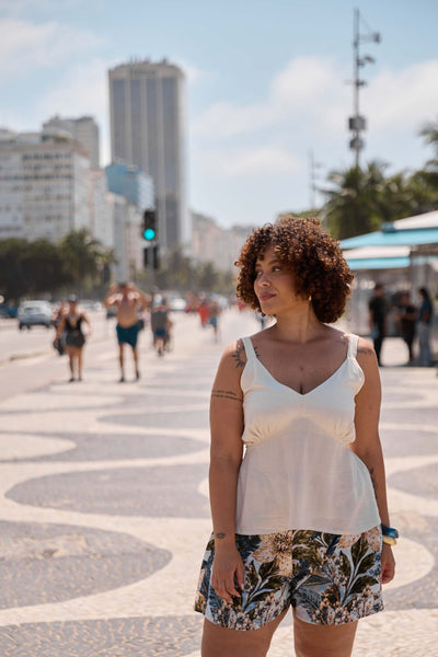 BLUSA DECOTE V RAYON SLUB ALGODÃO