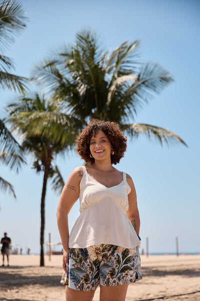 BLUSA DECOTE V RAYON SLUB ALGODÃO