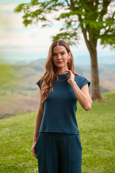 BLUSA MANGA JAPONESA  MODAL GENEBRA MARINHO