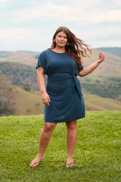 VESTIDO COM AMARRAÇÃO FRONTAL MODAL MARINHO