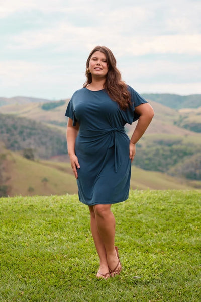 VESTIDO COM AMARRAÇÃO FRONTAL MODAL MARINHO