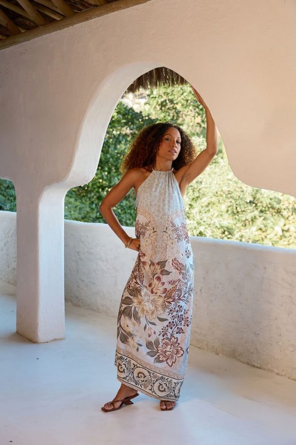 VESTIDO LONGO COM CADARÇO JARDINS