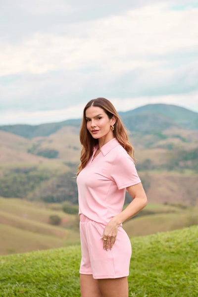 SHORT COM BOLSO MODAL GENEBRA ROSA BALLET
