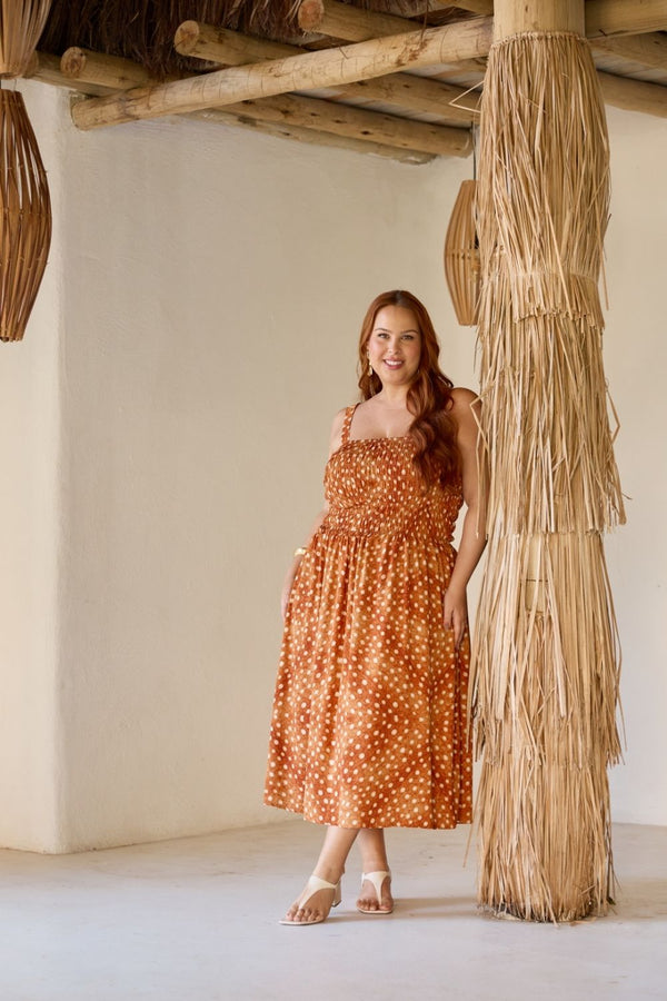 VESTIDO MIDI COM LASTEX E ALÇA LARGA BAMBI