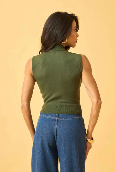 TRICOT COM GOLA OLIVE NIGHT