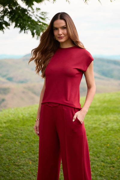BLUSA MANGA JAPONESA  MODAL GENEBRA RUBI