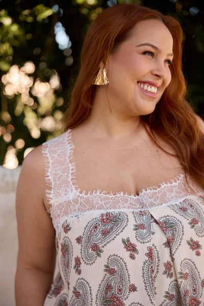 BLUSA COM DECOTE QUADRADO PAISLEY FLORAL OFF