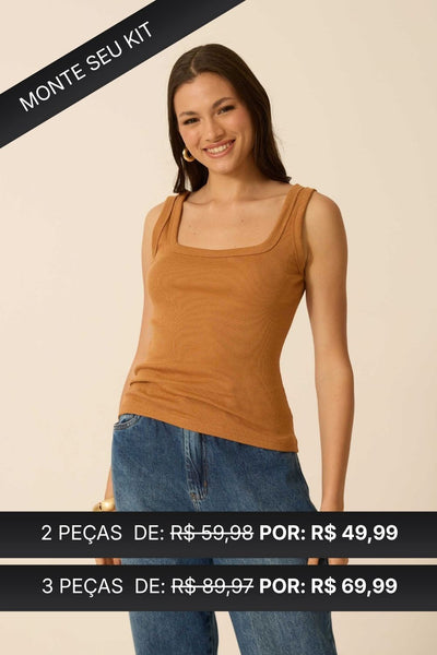 REGATA COM DECOTE U RIBANA CANELADA CARAMELO