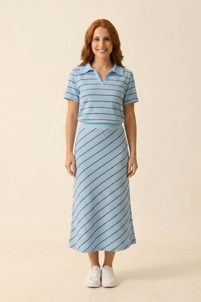 SAIA MIDI COLMEIA LISTRADO AZUL