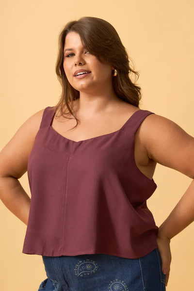 BLUSA COM ALCA LARGA VISCOSE CREPADA ROXO FRUTADO