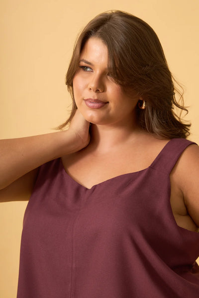 BLUSA COM ALCA LARGA VISCOSE CREPADA ROXO FRUTADO