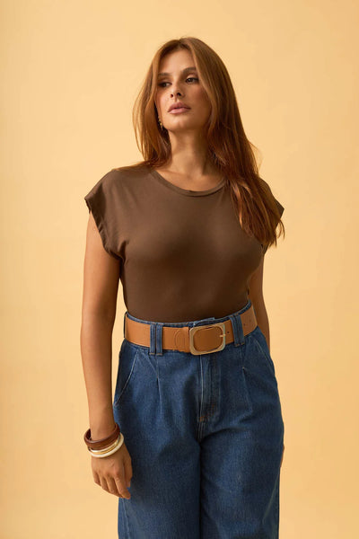 BLUSA MANGA JAPONESA SUEDE LIGHT TERRA ESCURA