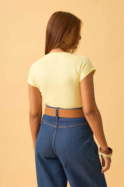 BLUSA MANGA JAPONESA SUEDE LIGHT AMARELO CERA