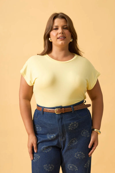 BLUSA MANGA JAPONESA SUEDE LIGHT AMARELO CERA