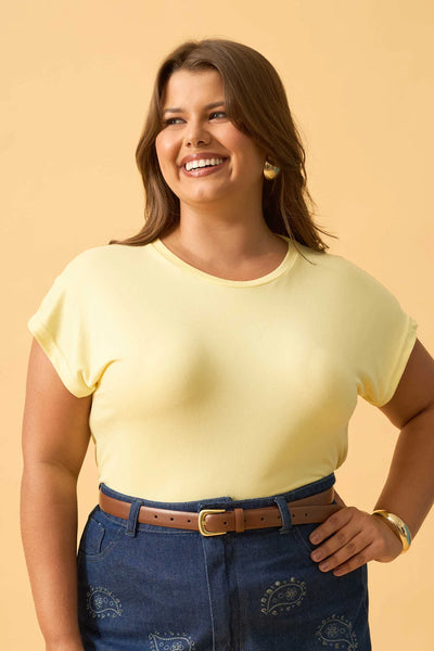 BLUSA MANGA JAPONESA SUEDE LIGHT AMARELO CERA