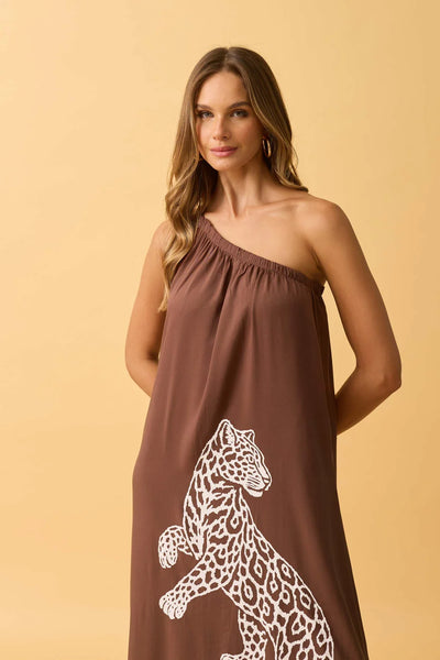 VESTIDO LONGO UM OMBRO SO COM SILK TRUFA