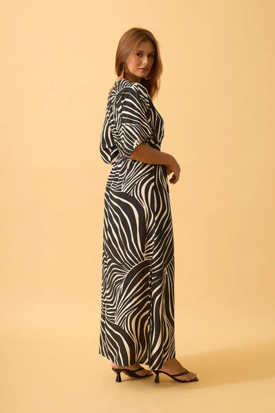 VESTIDO LONGO TRANSPASSADO ZEBRA