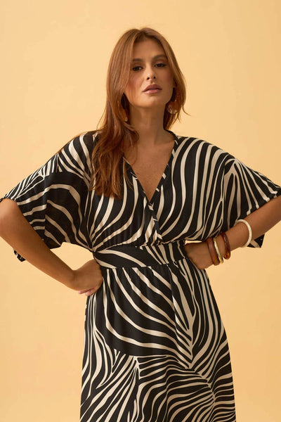 VESTIDO LONGO TRANSPASSADO ZEBRA