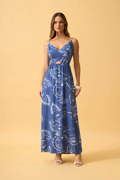 VESTIDO LONGO DECOTE V ARABESCO