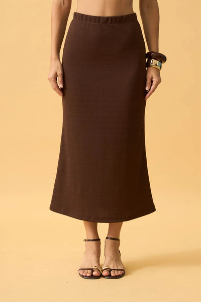 SAIA MIDI COM FENDA COLMEIA MARROM CHOCOLATE