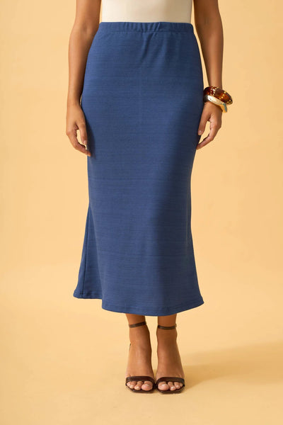 SAIA MIDI COM FENDA COLMEIA AZUL NOITE