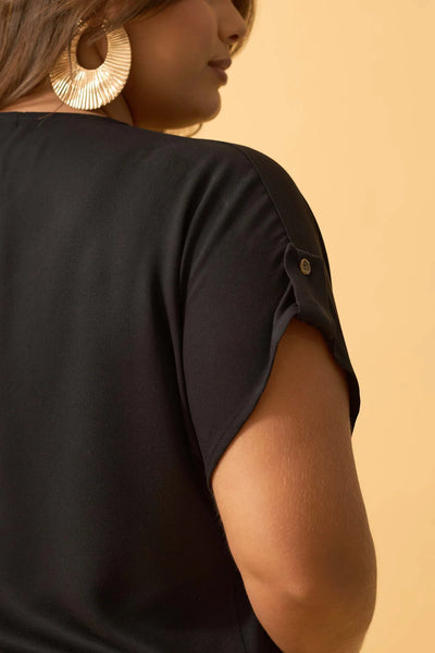 BLUSA COM BOTAO TWILL PRETO
