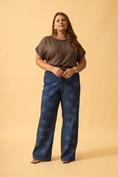 BLUSA COM BOTAO TWILL TERRA ESCURA