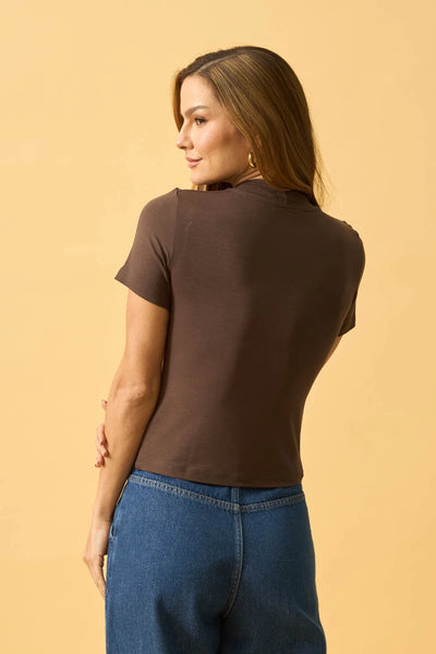 BLUSA MODAL COM GOLA MARROM CAFE