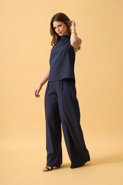 BLUSA COM AMARRACAO ALFAIATARIA FOUR WAY MARINHO