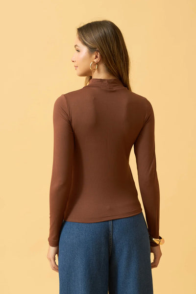 BLUSA COM GOLA SUEDE LIGTH CAPPUCCINO