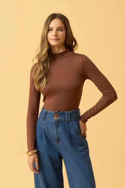 BLUSA COM GOLA SUEDE LIGTH CAPPUCCINO