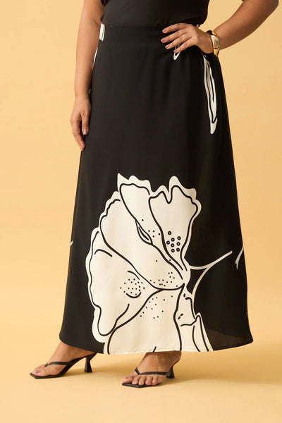 SAIA LONGA FLOR LEQUE PRETO