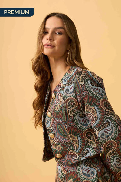 CASAQUETO COM BOTOES JACQUARD BALI