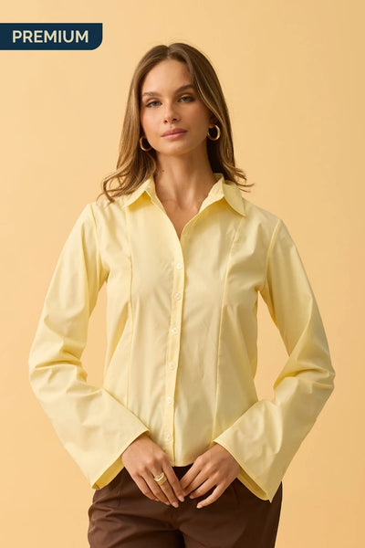 CAMISA SOCIAL EM ALGODAO CREME