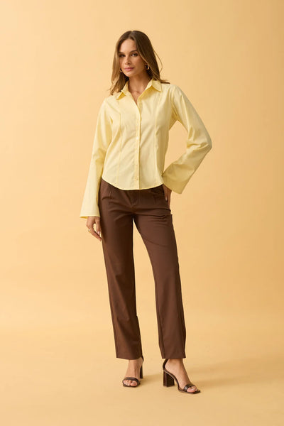 CAMISA SOCIAL EM ALGODAO CREME