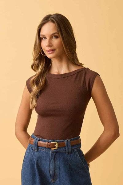 BLUSA RIBANA CANELADA MARROM VINHO