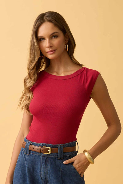 BLUSA RIBANA CANELADA VERMELHO CHERRY