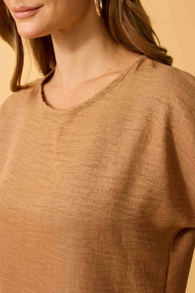 BLUSA MANGA JAPONESA LERIS TWILL TOFFEE
