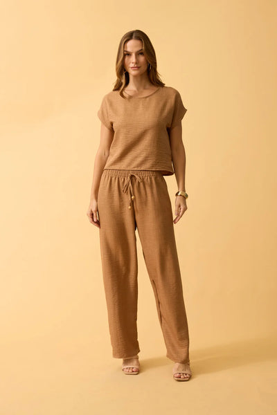 CALCA RETA COM CADARCO LERIS TWILL TOFFEE