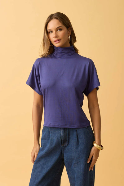 BLUSA COM GOLA SUEDE LIGHT AZUL CREPUSCULO