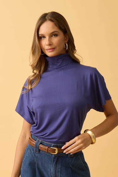 BLUSA COM GOLA SUEDE LIGHT AZUL CREPUSCULO