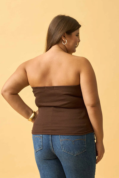 BLUSA TOMARA QUE CAIA RIBANA CANELADA MARROM VINHO