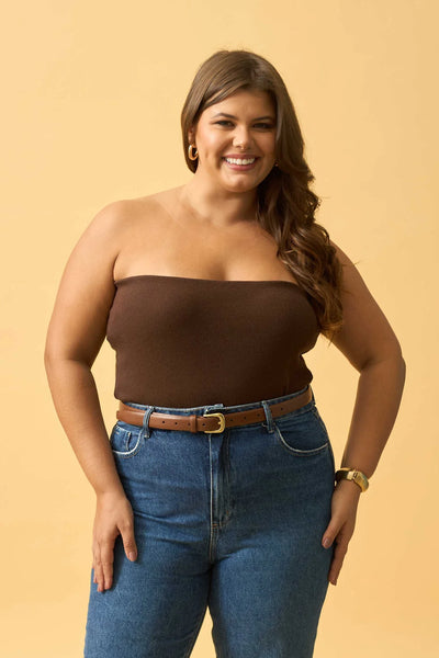 BLUSA TOMARA QUE CAIA RIBANA CANELADA MARROM VINHO