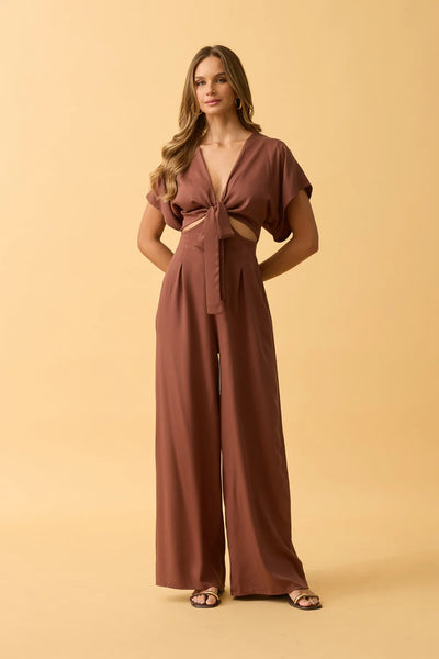 MACACAO DECOTE V E AMARRACAO TWILL CAPPUCCINO