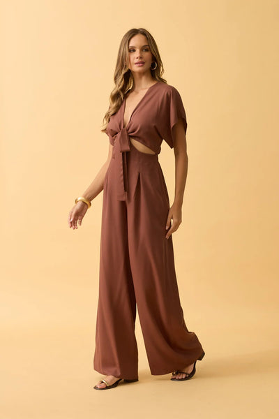 MACACAO DECOTE V E AMARRACAO TWILL CAPPUCCINO