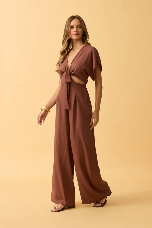 MACACAO DECOTE V E AMARRACAO TWILL CAPPUCCINO