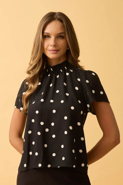 BLUSA COM GOLA DE LASTEX MAXI POA PRETO