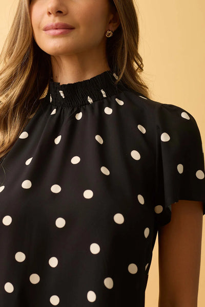 BLUSA COM GOLA DE LASTEX MAXI POA PRETO