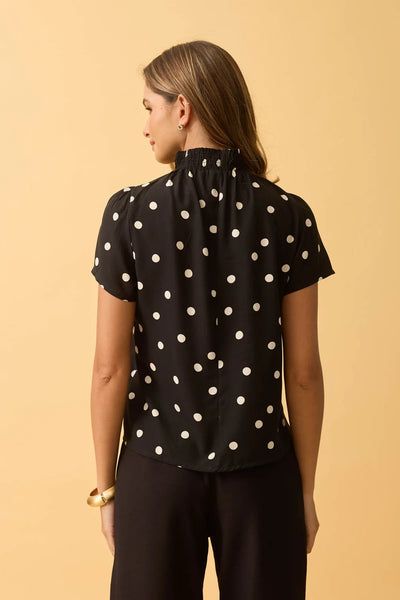 BLUSA COM GOLA DE LASTEX MAXI POA PRETO